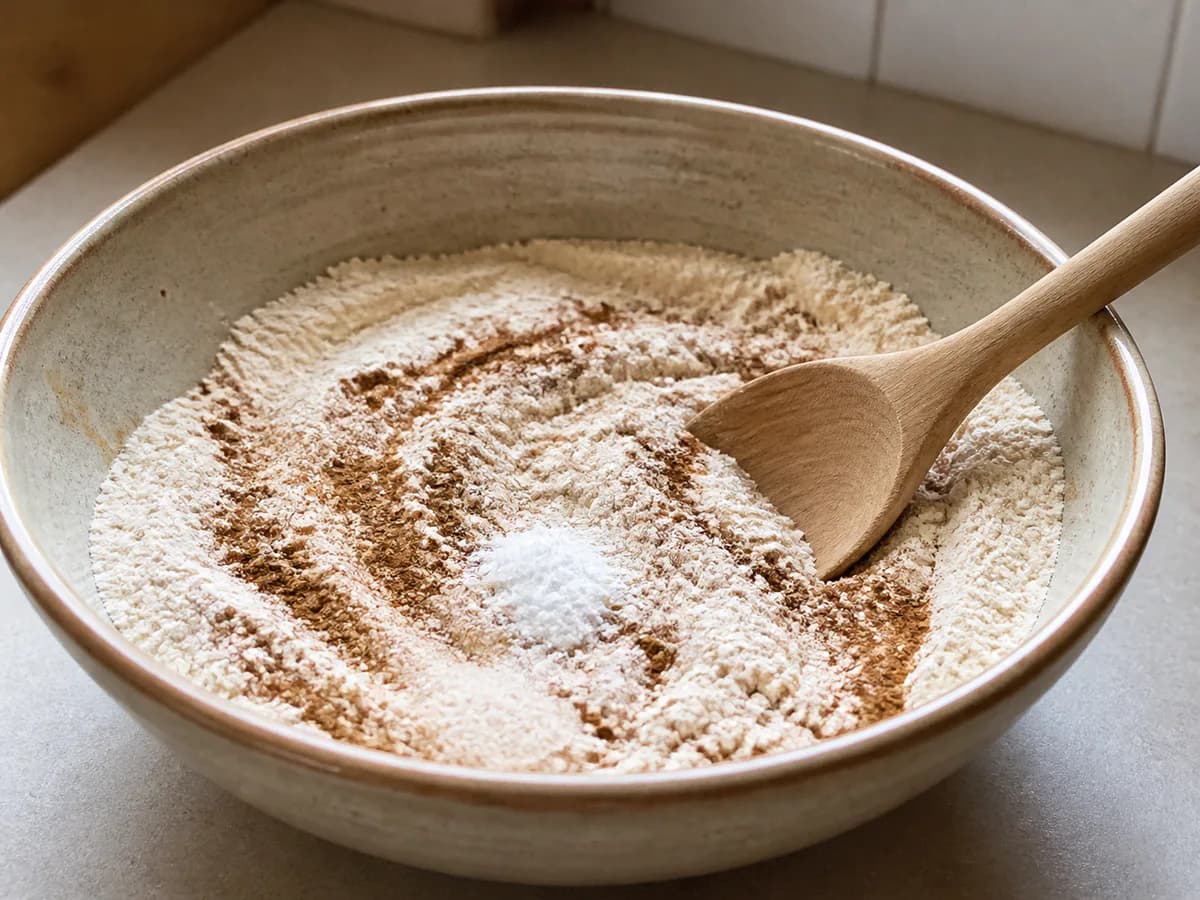Preparação de Tarte de Maçã Cremosa e Muito Fácil de Fazer durante a confeção