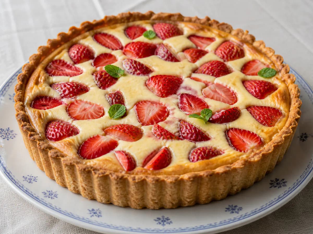 Tarte de Morango com Queijo Fresco e Base Crocante