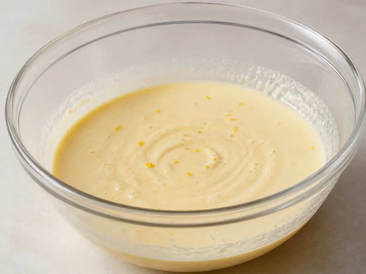 Preparação de Tarte de Requeijão Cremosa durante a confeção