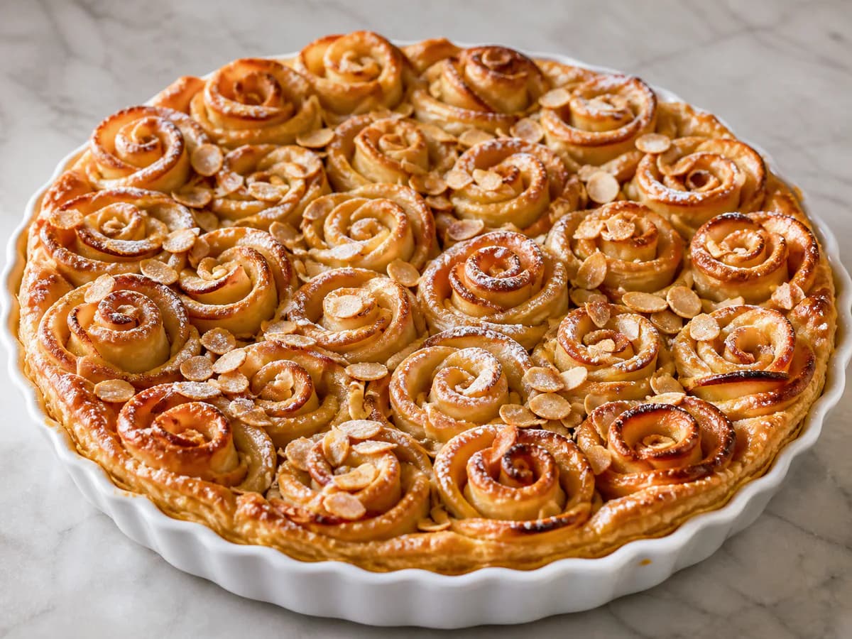 Tarte de Rosas de Maçã e Amêndoa