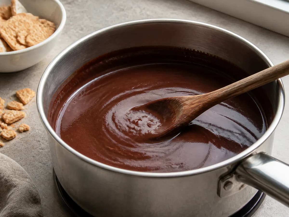 Preparação de Tarte de Salame de Chocolate durante a confeção