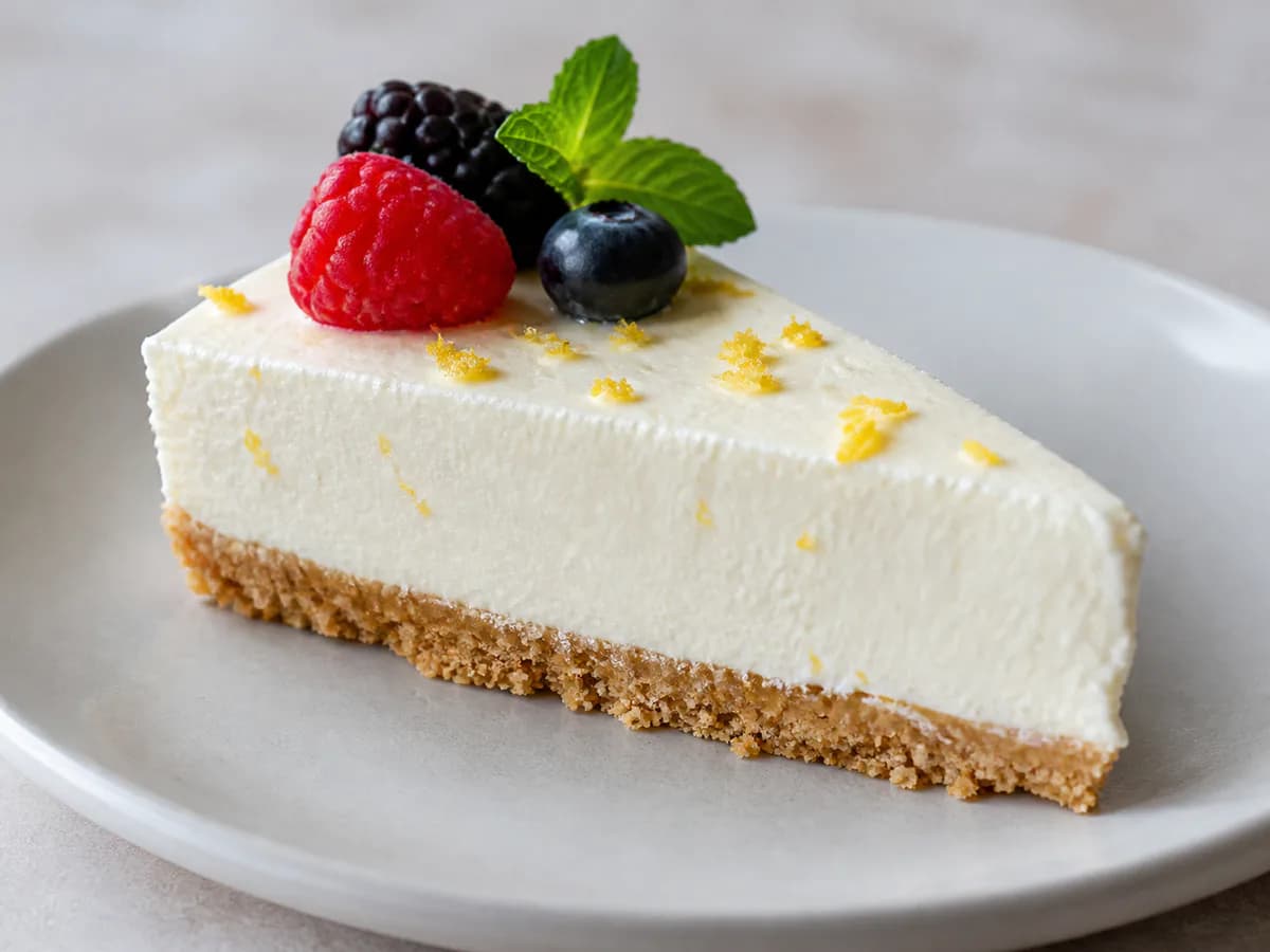 Pormenor de uma porção de Tarte Delícia de Iogurte
