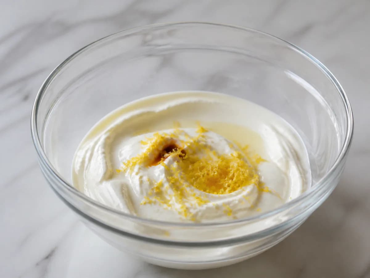 Preparação de Tarte Delícia de Iogurte durante a confeção