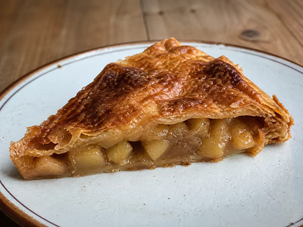 Pormenor de uma porção de Tarte Deliciosa de Maçã e Canela