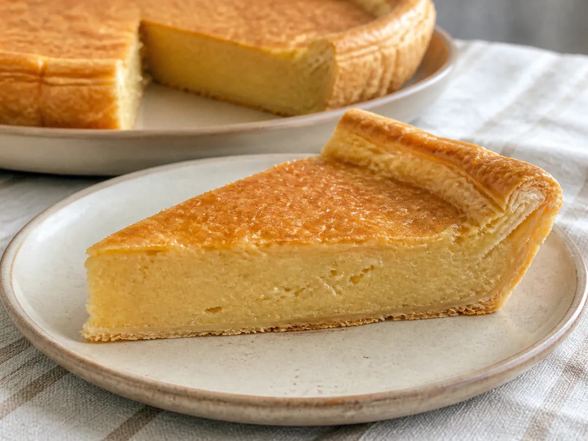 Pormenor de uma porção de Tarte de Feijão Fácil