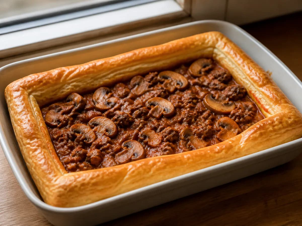 Tarte Folhada de Carne e Cogumelos