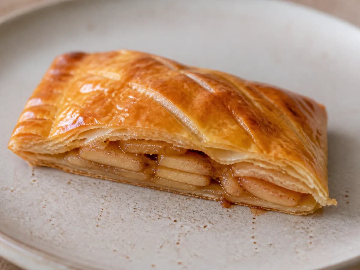 Pormenor de uma porção de Tarte Rápida de Maçã