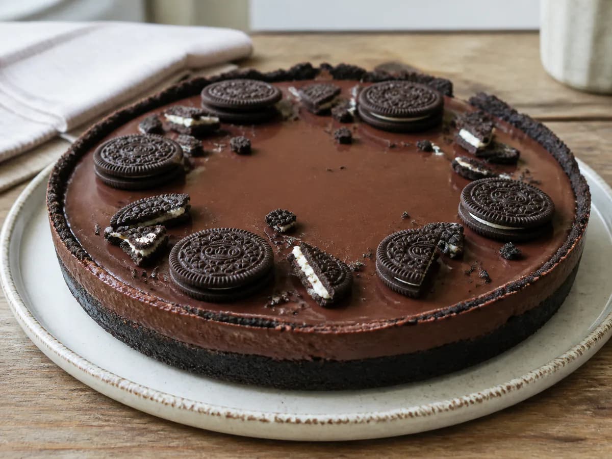 Tarte Cremosa de Chocolate e Oreo com Bimby