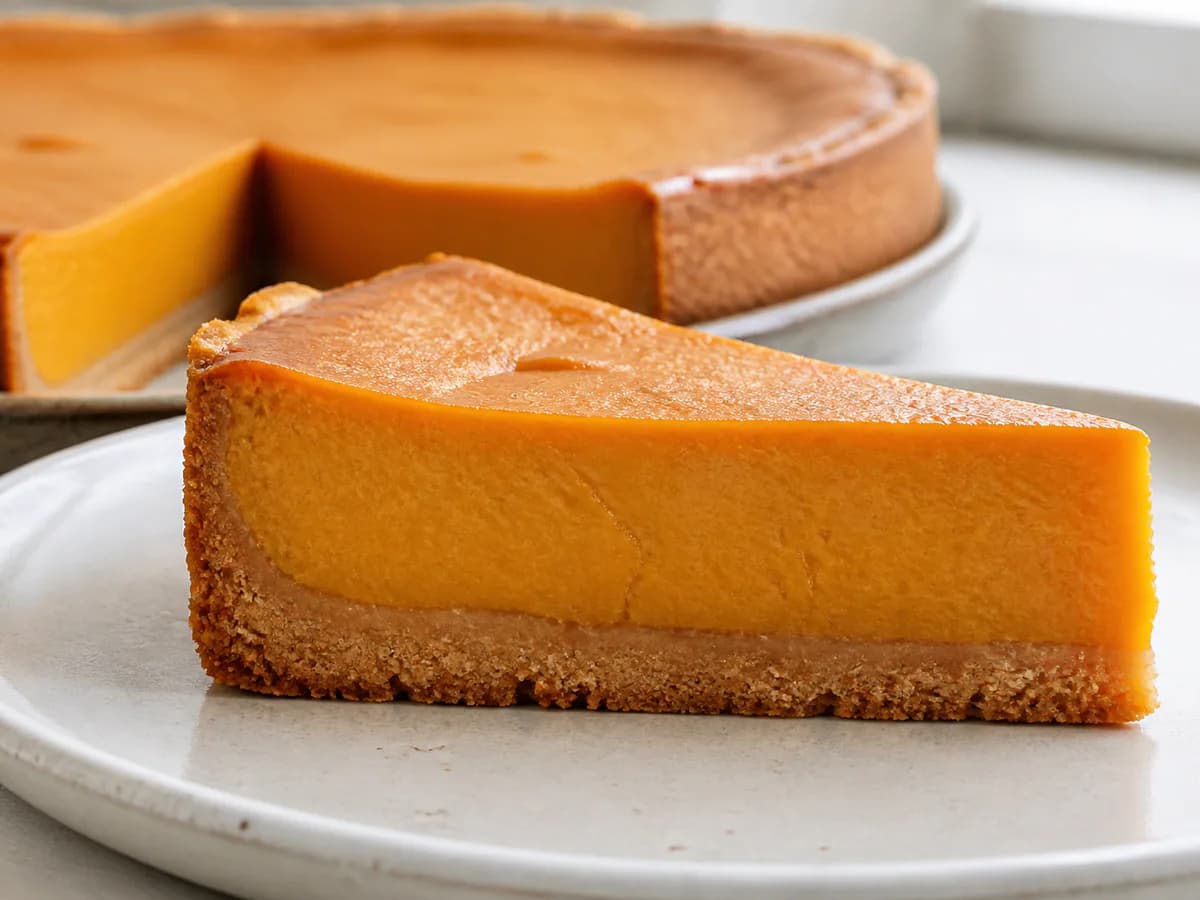 Pormenor de uma porção de Torta de Abóbora e Canela