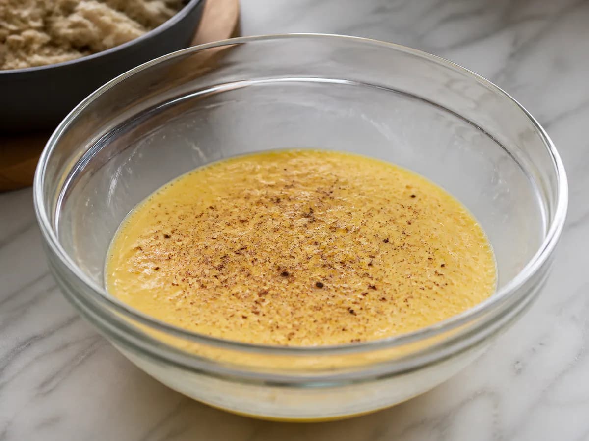 Preparação de Torta de Bacalhau Cremosa durante a confeção