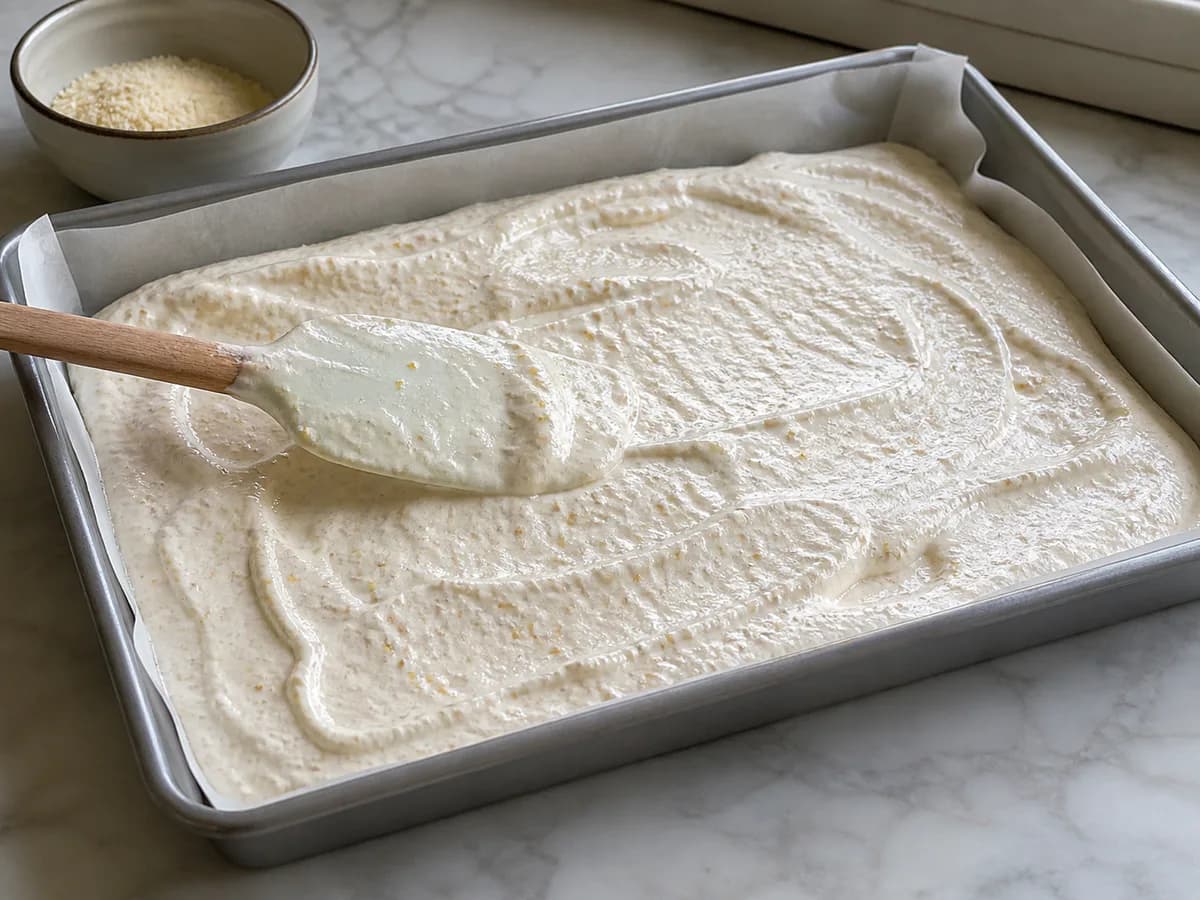 Preparação de Torta de Claras e Amêndoa durante a confeção
