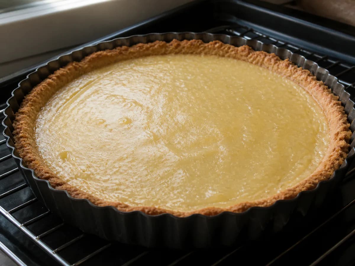 Preparação de Torta de Coco e Lima com Merengue durante a confeção