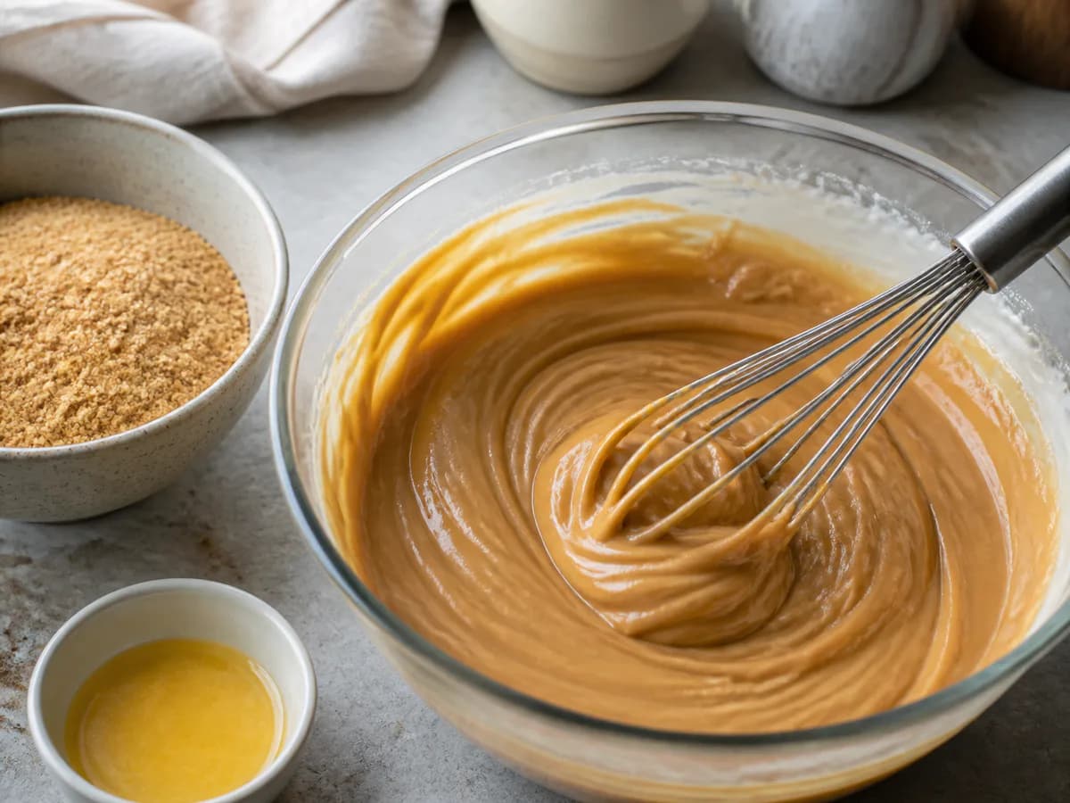 Preparação de Torta de Doce de Leite Cremosa durante a confeção