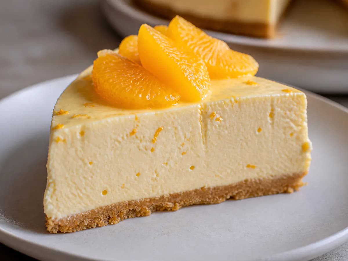 Pormenor de uma porção de Torta Delícia de Laranja