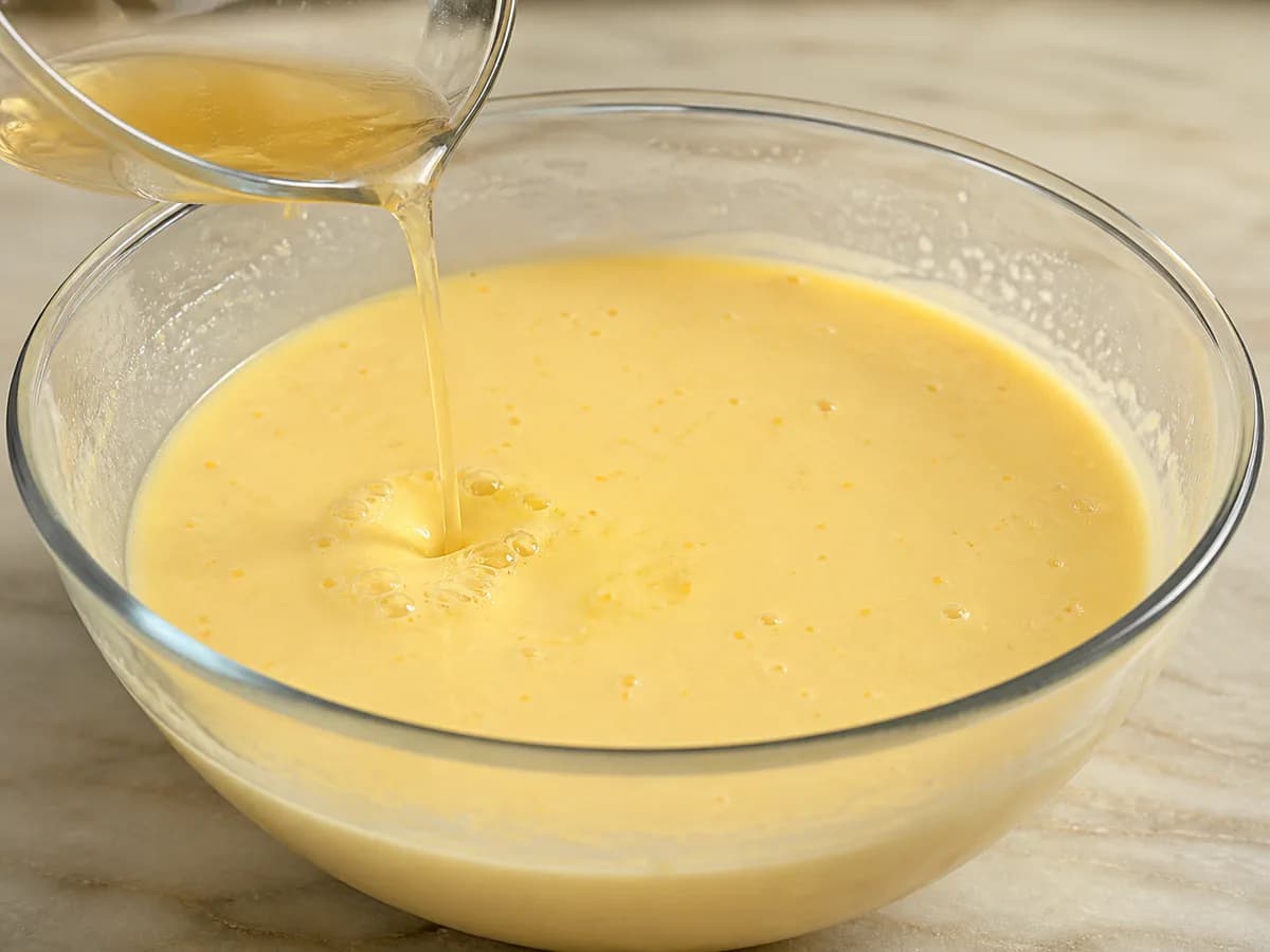 Preparação de Torta Delícia de Laranja durante a confeção