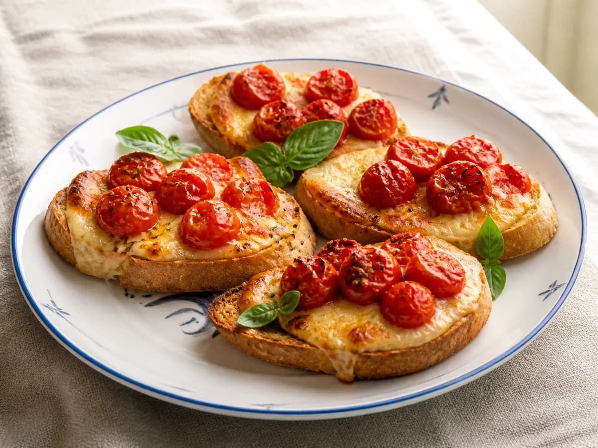 Tostinhas de Queijo e Tomate Cherry