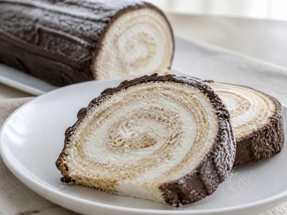Pormenor de uma porção de Tronco de Natal Clássico