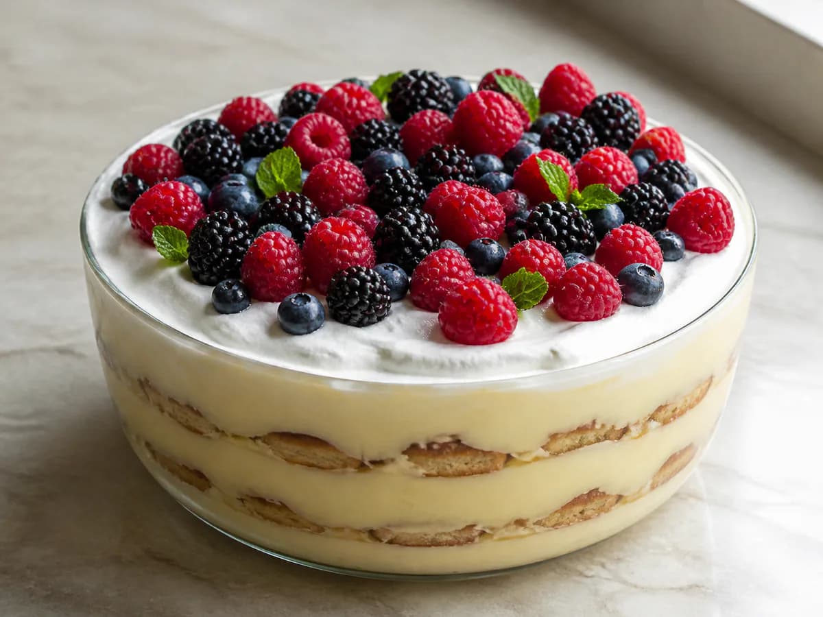 Trifle de Bolacha e Frutos Vermelhos Super Prático