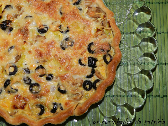 Quiche de Alho Francês com Cogumelos e Azeitonas